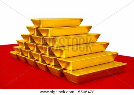 Haufen Goldbarren