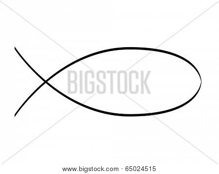 drawing and religion concept - schematic drawing of jesus fish