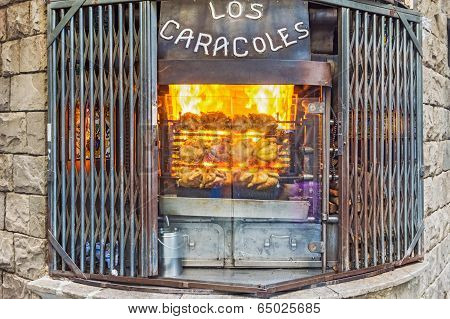 Los Caracoles Restaurant In Barcelona, Spain.
