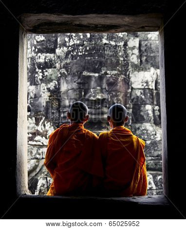 Contemplating monk, Angkor Wat, Siam Reap, Cambodia.