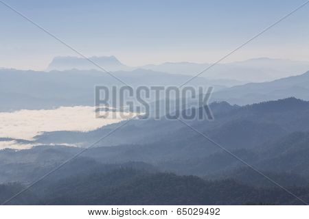 Sea Of Mist With Doi Luang Chiang Dao, View Form Doi Dam In Wianghaeng Chiangmai Thailand