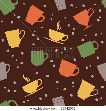 Colorful teacups seamless pattern