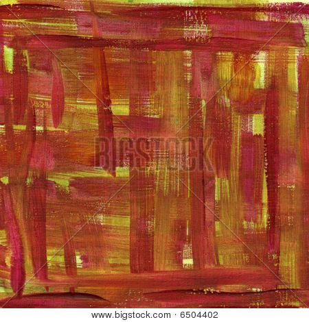 Abstract acquerello rosso e giallo con trama tela