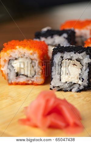 Japanese cuisine - tobico sushi rolls