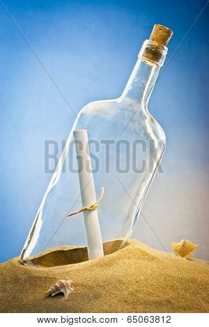 Message In Bottle On Sand