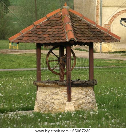beautiful fountain on the lawn