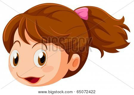 Illustration of a head of a little girl on a white background
