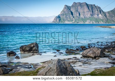 Beautiful View To Eggum Beach In Norway, Lofoten Islands
