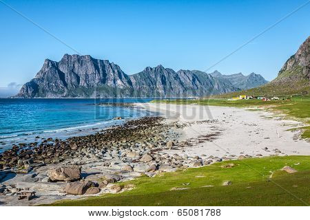 Beautiful View To Eggum Beach In Norway, Lofoten Islands