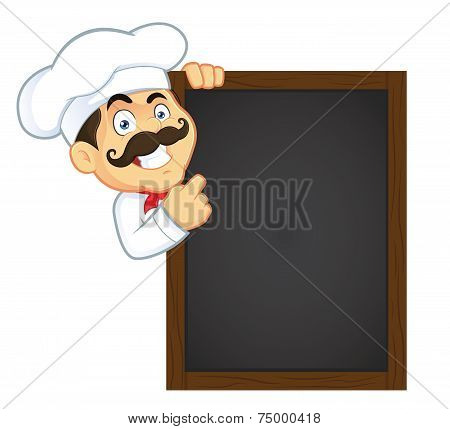 Chef Holding Wooden Menu Board