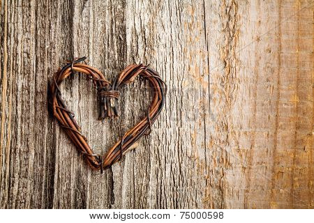 Close up of heart made from willow