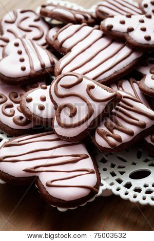 Pink heart shape cookies for ValentineÃ?ÃÂ´s Day