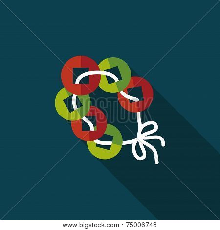 Chinese New Year Flat Icon With Long Shadow,eps10, Ancient Coins Lucky Pendant Means 