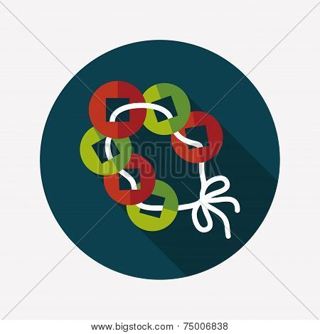 Chinese New Year Flat Icon With Long Shadow,eps10, Ancient Coins Lucky Pendant Means 