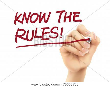 Know The Rules Words Written By 3D Hand