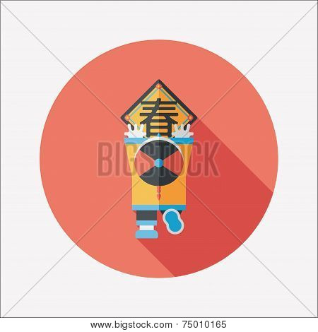 Chinese New Year Flat Icon With Long Shadow,eps10, The Little Boy To Stick Couplets, Chinese Festiva