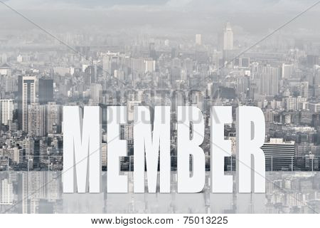 Concept of partner, assist, member etc with 3d text under sky.