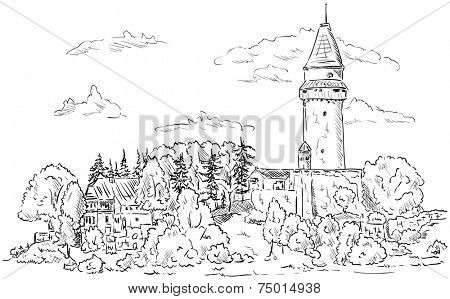 Castle Stramberk on top hill, Czech republic,Europe
