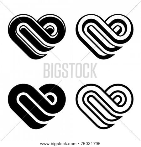 vector abstract heart black white symbols