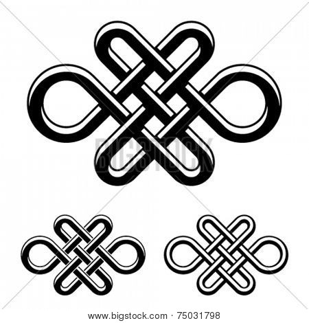 vector endless Celtic knot black white symbol