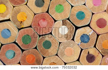 Texture of colored pencils close up