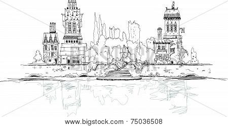 Abstract city buildings set, Sketch collection