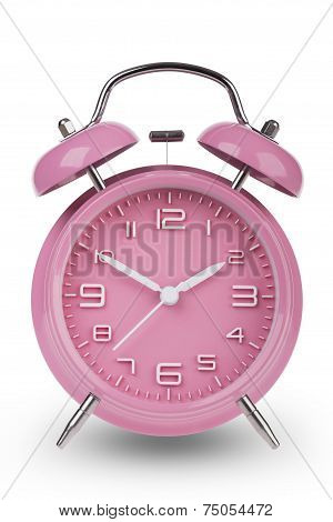 Pink Alarm Clock With The Hands At 10 And 2