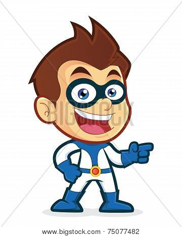 Superhero pointing his finger