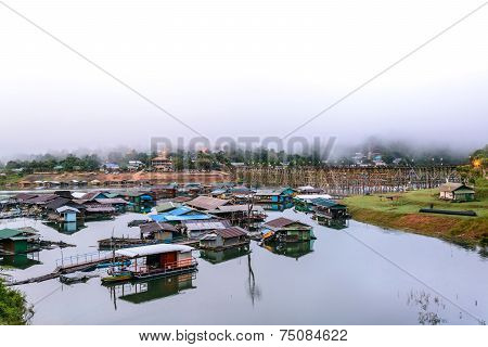 The Floating Village In Sangkhlaburi, Thailand
