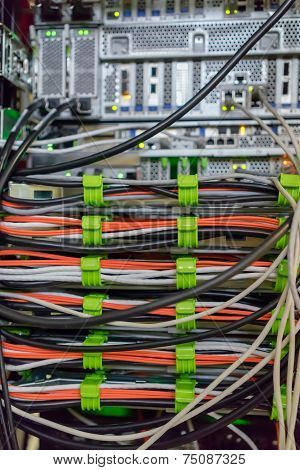 A Lot Of Cables On The Back Server Back Side