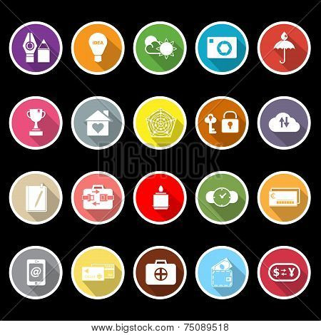 Insurance Sign Flat Icons With Long Shadow