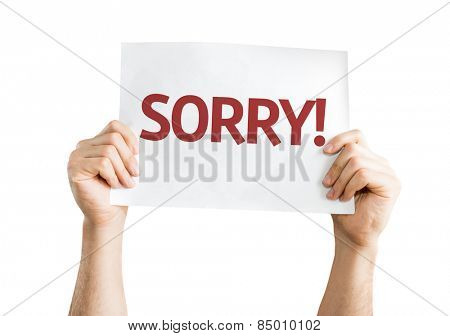 Sorry! card isolated on white background