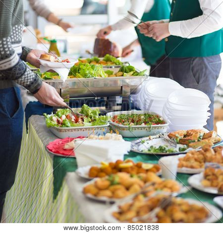 Banquet lunch break at conference meeting.