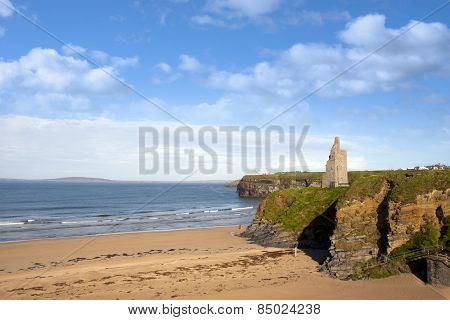 View Of The  Ballybunion Beach Castle And Cliffs