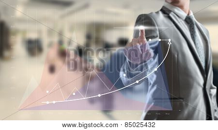 Businessman Woking On High Growth Graph, Business Concept