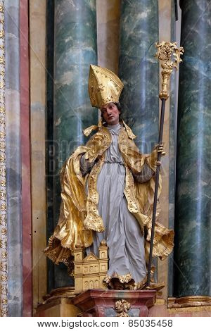 SALZBURG, AUSTRIA - DECEMBER 13: Statue of Saint, Altar in Collegiate church in Salzburg on December 13, 2014.