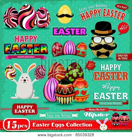 Vintage Easter egg design element set