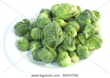 Broccoli, Cabbage  On A White
