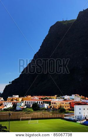 Agulo and El Teide Volcano, La Gomera, Spain, Europe
