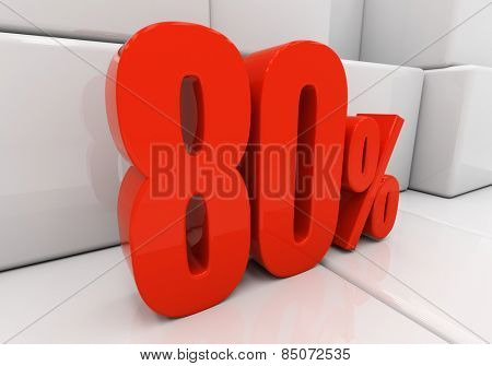 80 percent off. Discount 80. 3D illustration