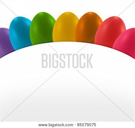 easter colorful eggs and white curve paper banne