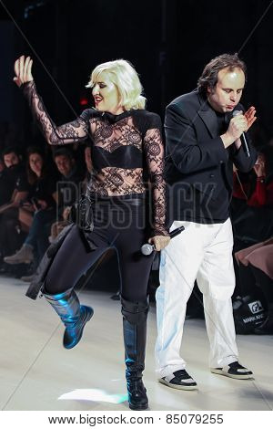 NEW YORK - FEBRUARY 13: A designer Mark Tango and Estel Day walks the runway at the Mark & Estel Fall/Winter 2015 collection during Mercedes-Benz Fashion Week in New York on February 13, 2015.