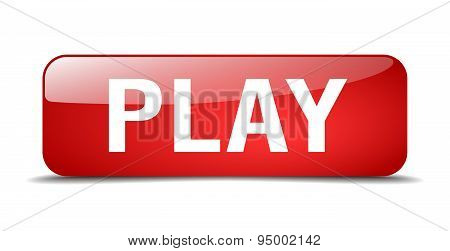 Play Red Square 3D Realistic Isolated Web Button