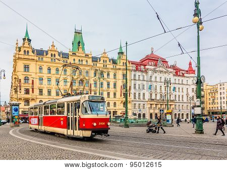 Street Car In Prague City Center