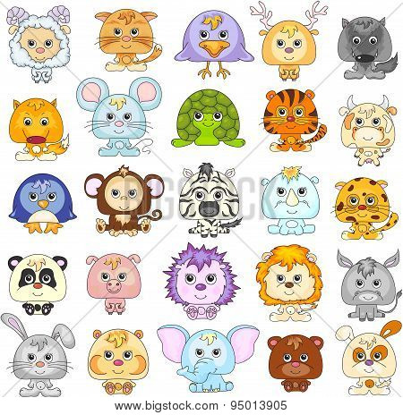Full Set Of Funny Cartoon Animals