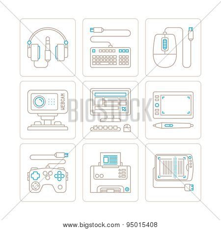 Set Of Vector Electronics Icons And Concepts In Mono Thin Line Style