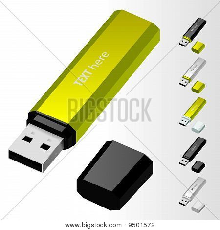 Gele USB Flash Drive vector icons