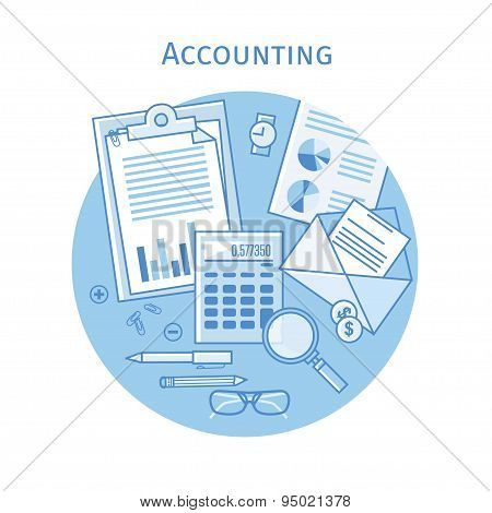 Flat linear vector icons illustration design concepts for business and finance. Concepts for taxes,