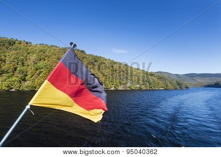 Rur Lake And German Flag