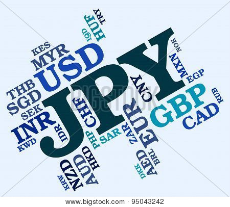 Jpy Currency Means Worldwide Trading And Coinage